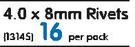 Fascor 4.0X8mm Rivets-Per Pack