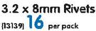 Fascor 3.2X8mm Rivets-Per Pack