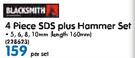 Blacksmith 4 Piece SDS Plus Hammer Set-Per Set