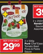 Pure Chef Ease Tomato Basil Pizza & Pasta Sauce-3x500g