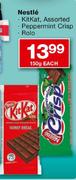 Nestle KitKat Assorted,Peppermint Crisp, Rolo-150g Each