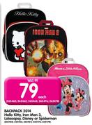 Backpack 2014 Hello Kitty, Iron Man3, Lalaoopsy, Disney Or Spiderman-Each