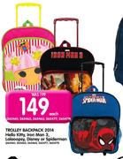 Trolley Backpack 2014 Hello Kitty, Iron Man3, Lalaoopsy, Disney Or Spiderman-Each