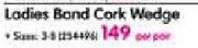 Ladies Band Cork Wedge (Sizes: 3-8) - Per Pair