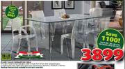 H & H Collection Planet Glass Diningroom Table