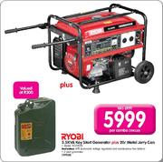 Ryobi 5.5 KVA Key Start Generator Plus 20L Metal Jerry Can