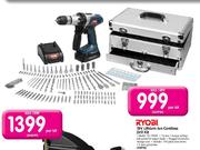 Ryobi 18V Lithium Ion Cordless Drill Kit-Per Kit