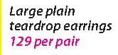9ct Gold & Silver Large Plain Teardrop Earrings-Per Pair