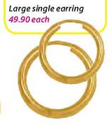 9ct Gold & Silver Large Single Earring-Each