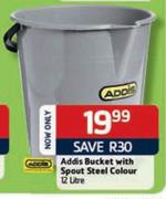 Addis Bucket with Spout Steel Colour-12L