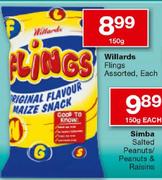 Willards Flings-150gm Each