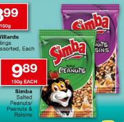 Simba Salted Peanuts/Peanuts & Raisins-150gm Each