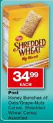 Post Honey Bunches Of Oats/Grape-Nuts Cereal, Shredded Wheat Cereal Assorted Each