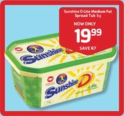 Sunshine D Lite Medium Fat Spread Tub - 1kg