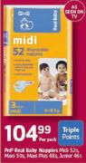 PnP Real Baby Nappies Midi-52's/Maxi-50's/Maxi Plus-48's/Junior-46's Per Pack