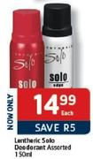 Lentheric Solo Deodorant-150ml Each