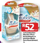 Schick Intuition Plus Kit 2 Pure Nourishment Or Intuition Blade Pure Nourishment-3's Each