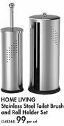 Home Living Stainless Steel Toilet Brush And Roll Holder Set-Per Set