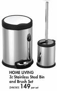 Home Living 3L Stainless Steel Bin And Brush Set-Per Set