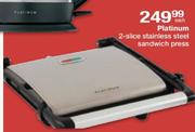 Platinum 2-Slice Stainless Steel Sandwich Press-Each