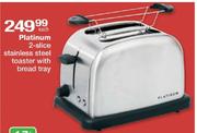 Platinum 2-Slice Stainless Steel Toaster With Bread Tray-Each