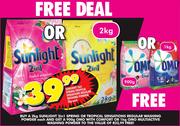 Sunlight 2 in 1 Spring/Tropical Sensations Regular Washing Powder-2kg Each
