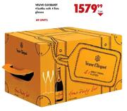 Veuve Clicquot 4 Bottles with 4 Flute Glasses-750ml