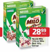Nestle Milo-500gm Or Milo Duo-480gm Cereal Each