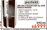 Perfekt 500L 4 Door Side-By-Side Fridge Freezer