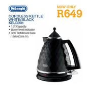 Delonghi Cordless Kettle White/Black(KBJ3001)-Each