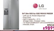LG 567 Litre Side-By-Side Fridge Freezer-Each