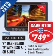 Dixon 7" Dashboard TV With USB & SD Slots(TV707HS)