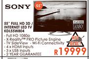 Sony 55" Full HD 3D/Internet LED TV-Each