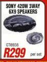 Sony 420W 3 Way 6x9 Speakers(GT6938)-Per Set