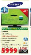 Samsung 43" 3D HD 600Hz Plasma TV (43F4900)-Each