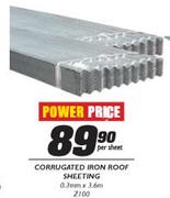 Corrugated-Iron Roof Sheeting-0.3mmx3.6m Z100 Per Sheet