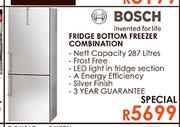 Bosch 287L Nett Capacity Fridge Bottom Freezer Combination