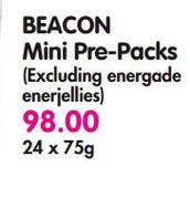 Beacon Mini Pre-Packs(Excluding Energade Enerjeiies)-24x75Gm