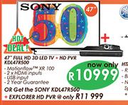 Sony 47" Full HD 3D LED TV(KDL47R500) Plus HD PVR