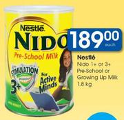 Nestle Nido 1+ or 3+ Pre-School or Growing Up Milk-1.8kg-Each