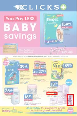 Clicks : You Pay Less, Baby Savings (25 Oct - 10 Nov 2013), page 1