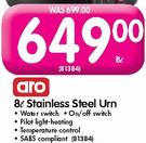 Aro 8Ltr Stainless Steel Urn-Each