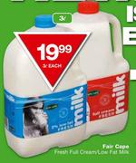 Fair Cape Fresh Full Cream/Low Fat Milk-3ltr