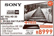 Sony 42" Full HD 3D LED TV + 3D Blu-Ray Player (KDL42R500)