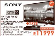 Sony 47" Full HD 3D LED TV + Explora Decoder (KDL47R500)