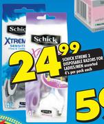 Schick Xtreme 3 Disposable Razors For Ladies/Men-4's Per Pack