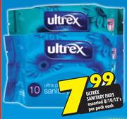 Ultrex Sanitary Pads Assorted-8/10/12's Per Pack Each