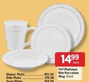 PnP Platinum Rim Porcelain Mug-355ml Each