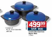 Cordon Bleu Cast Iron Red or Blue-3 Piece Per Set