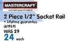Mastercraft 2 Piece 1/2" Socket Rail